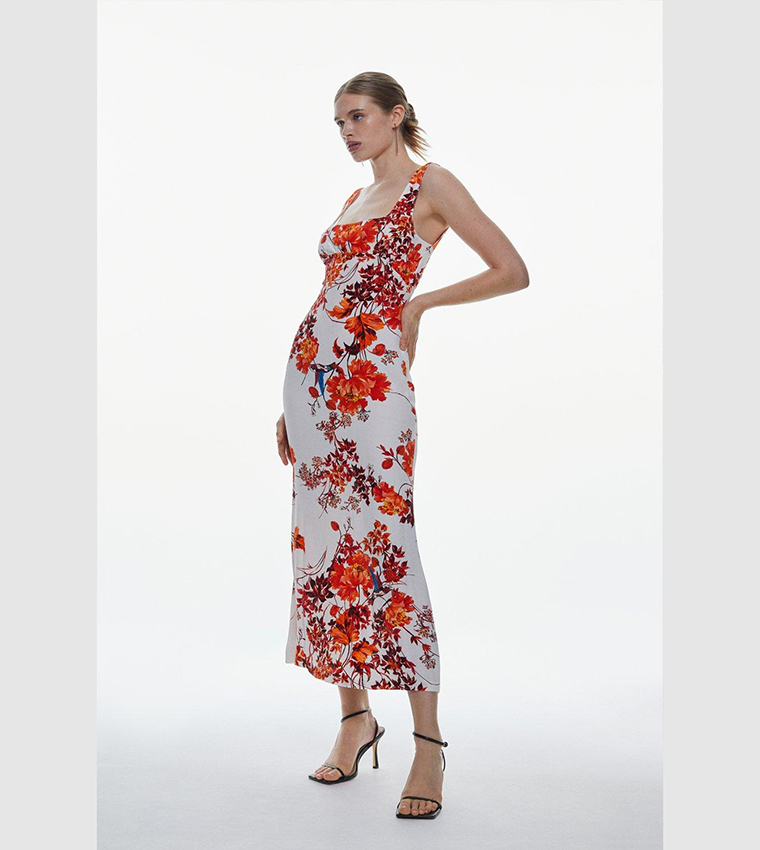 Petite Floral Applique Woven Strappy Maxi Dress