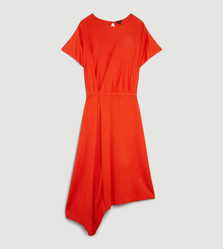Buy Karen Millen Slinky Knit High Low Dress In Orange | 6thStreet Saudi ...