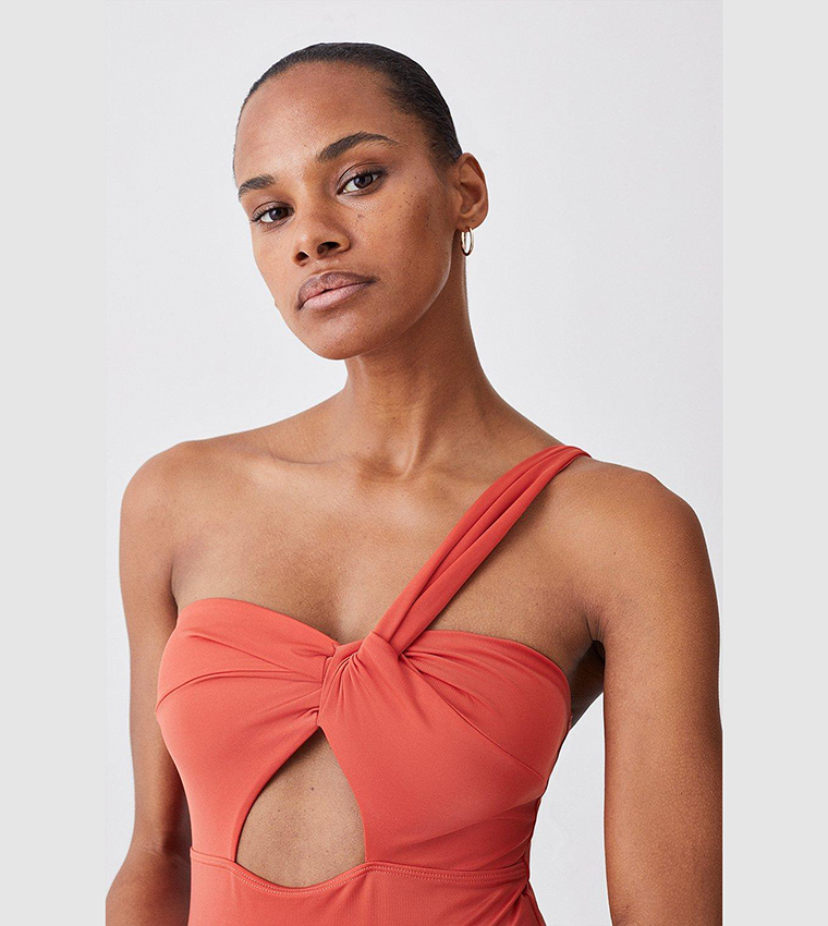 Buy Karen Millen Goddess Asymmetric Swimsuit In Orange 6thStreet Qatar