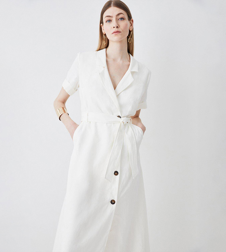 Karen millen wrap effect dress ivory hotsell