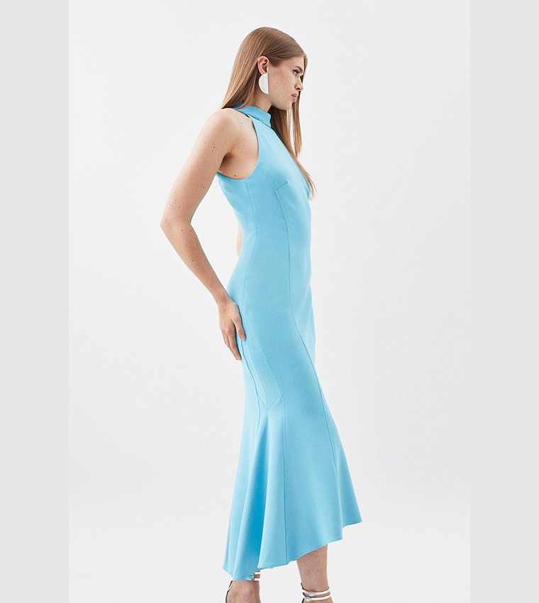 Compact Stretch Peplum Midi Dress | Karen Millen