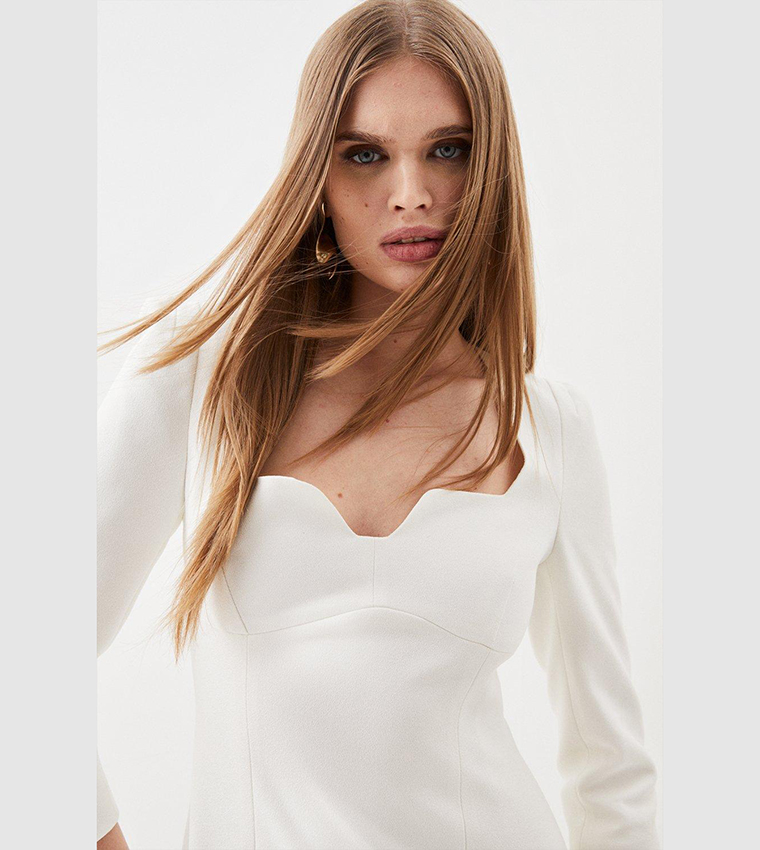 Buy Karen Millen Structured Crepe Sweetheart Neck Split Front Midaxi Dress In Ivory | 6thstreet UAE Buy Karen Millen Structured Crepe Sweetheart Neck Split Front Midaxi Dress In Ivory | 6thstreet UAE