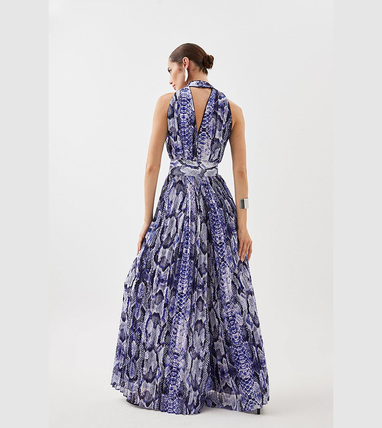 Buy Karen Millen Snake Printed Belted Pleated Jumpsuit In