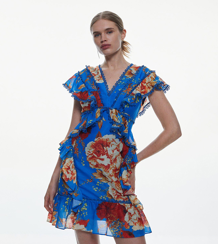 Buy Karen Millen Tall Graphic Lace Trim Floral Woven Mini Dress In FLORAL | 6thstreet UAE Buy Karen Millen Tall Graphic Lace Trim Floral Woven Mini Dress In FLORAL | 6thstreet UAE