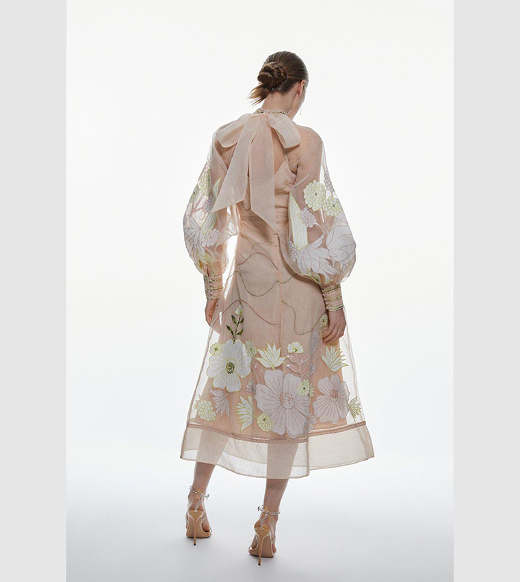 Buy Karen Millen Tall Applique Organdie Woven Maxi Dress In