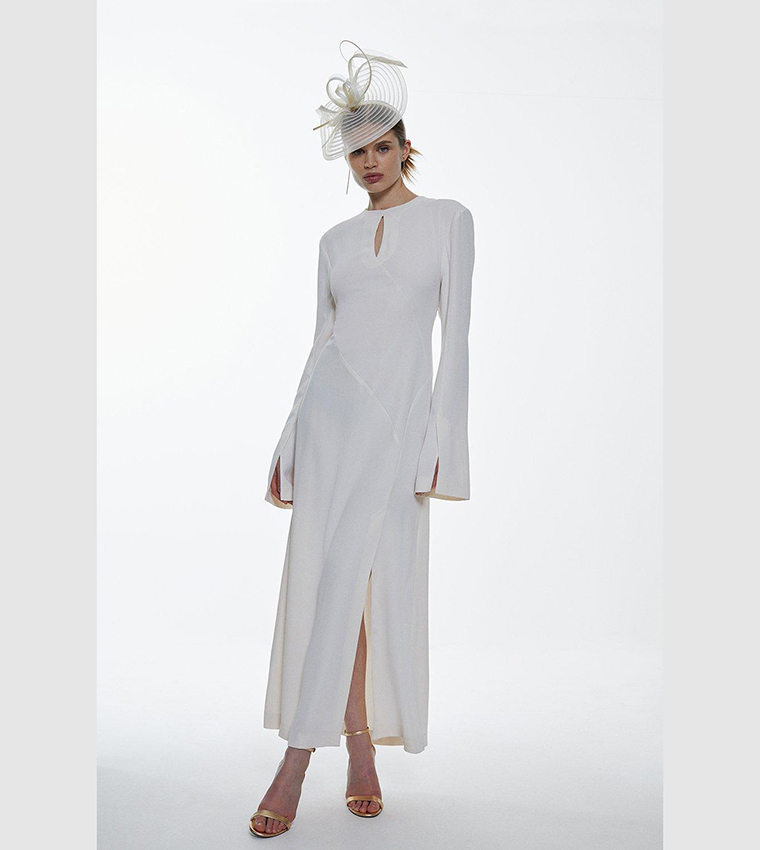 Buy Karen Millen Long Sleeve Column Maxi Dress In Ivory 6thStreet Qatar