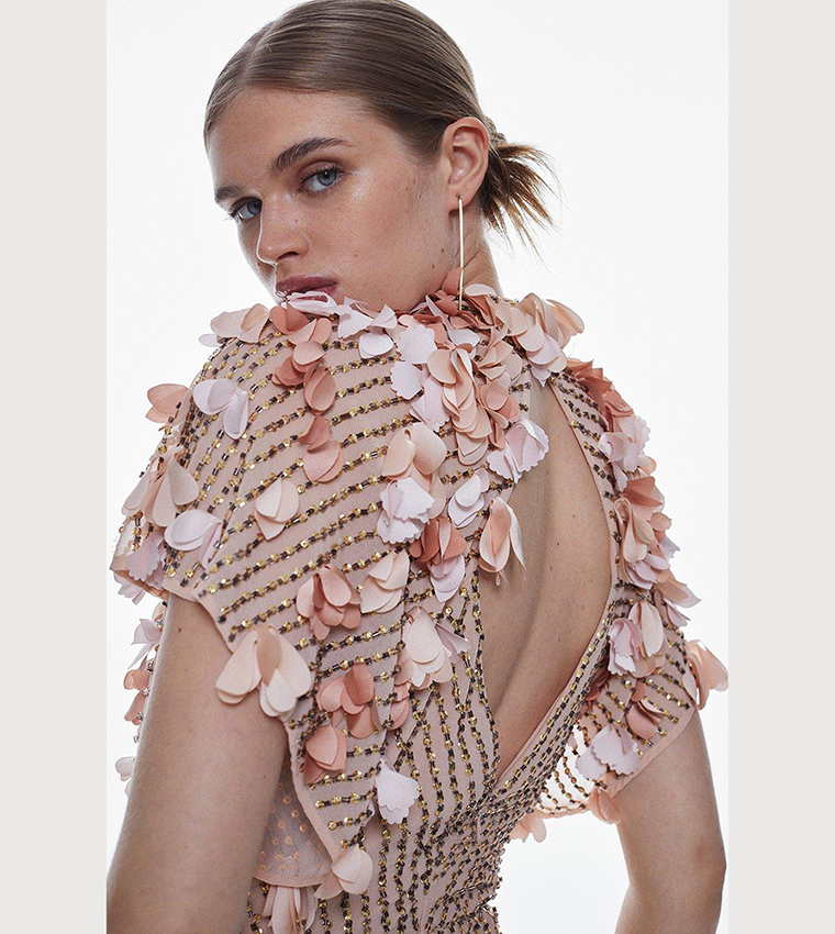 Buy Karen Millen Crystal Applique Angel Sleeves Woven Midaxi