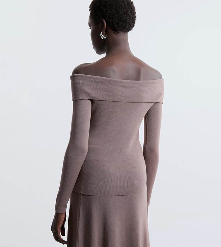 Buy Karen Millen Viscose Blend Front Zip Bardot Longline Sweater