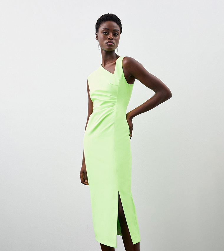 Karen millen lime green hot sale dress