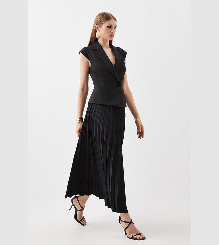 Faux Leather Tie Detail Wrap Midi Skirt | Karen Millen