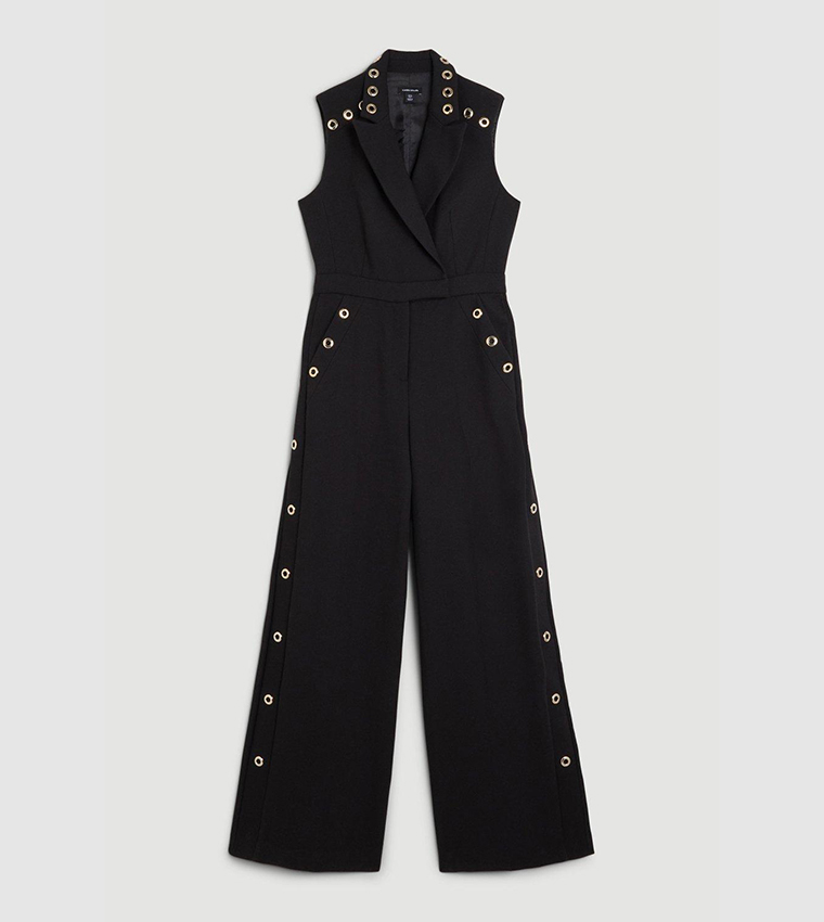 Buy Karen Millen Stretch Mesh Cut Out Eyelet Detail Wide Leg