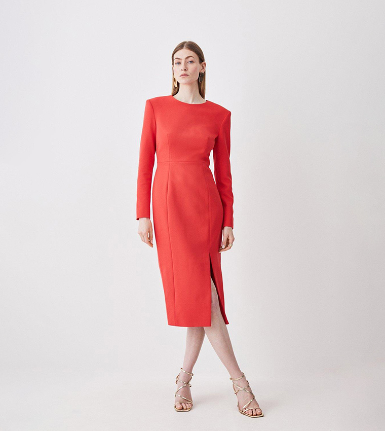 karen millen red pencil dress Vintage Karen Millen 12 UK Red Silk Cheongsam Oriental China Floral Pencil  Dress