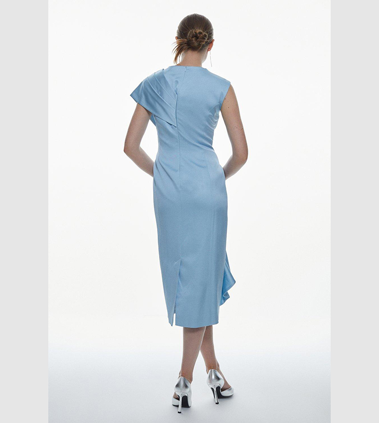 karen millen pale blue dress Karen Millen Soft Tailored Halter Neck Open Back Maxi Dress in Pale Blue