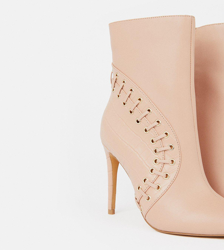 Buy Karen Millen Leather And Suede Eyelet Heeled Boot In Nude 6thStreet Bahrain