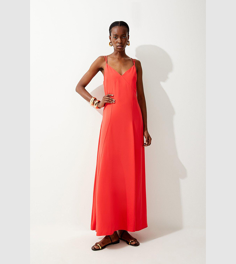 Coral maxi dress casual clearance