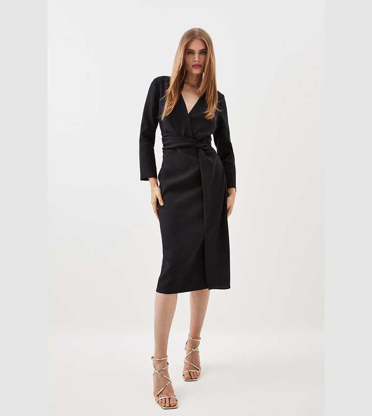 Leith bell sleeve wrap cheap midi dress