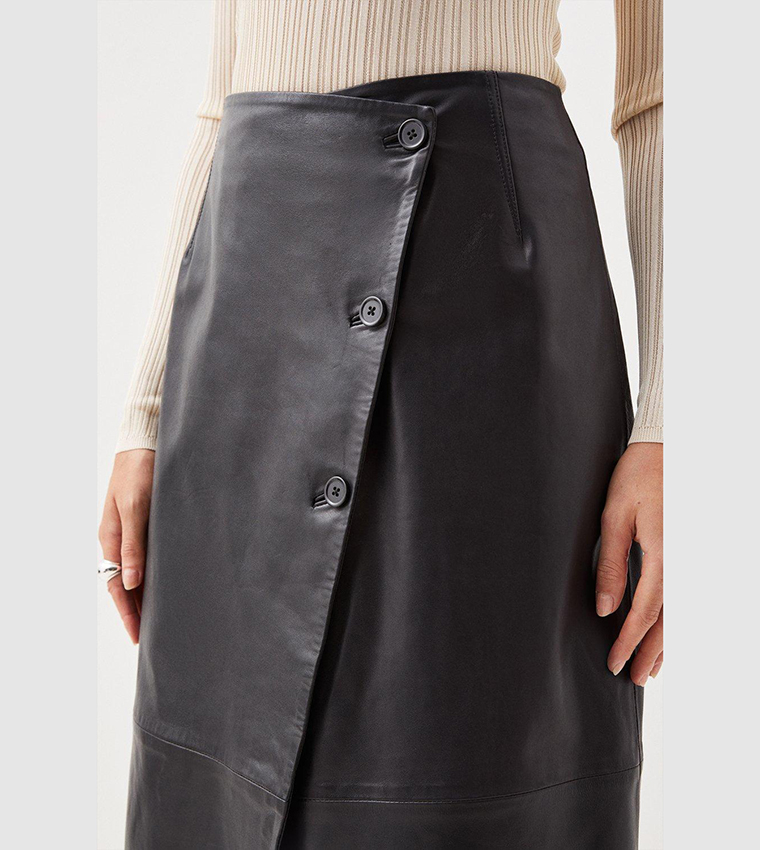 Karen millen leather hot sale wrap skirt