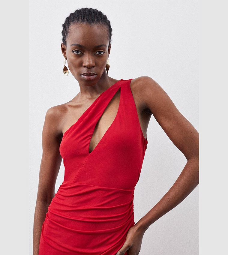 Karen millen red one shoulder cheap dress