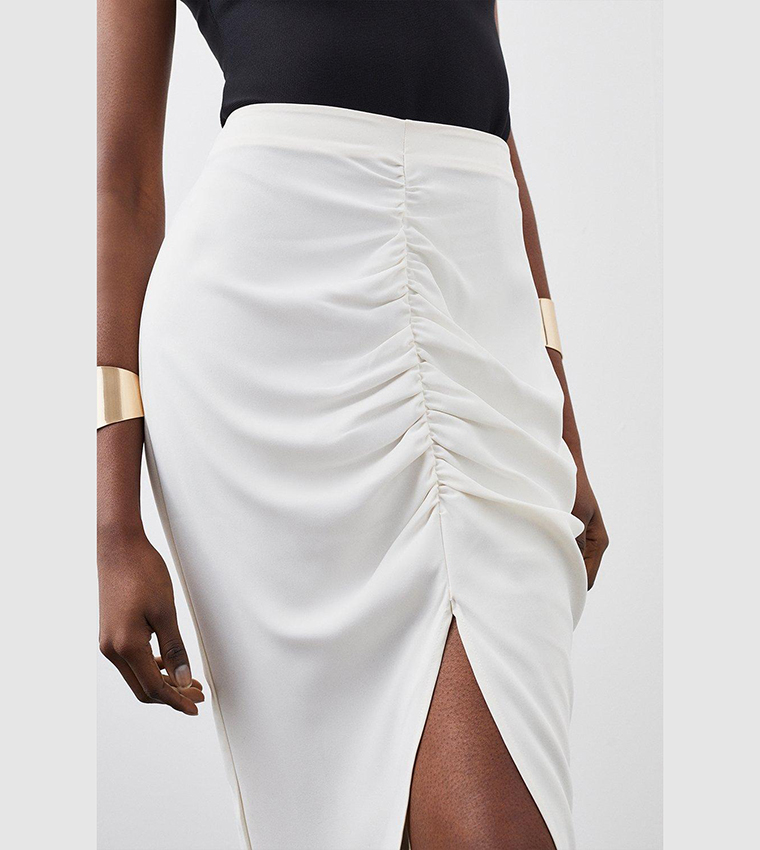 Ruched Detailing Woven Midaxi Skirt