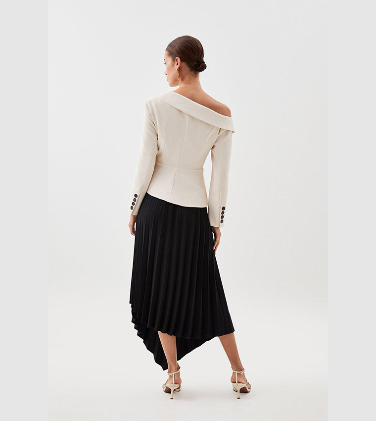 Buy Karen Millen Petite Tailored Crepe Asymmetric Pleated Midi Dress In  Multiple Colors | 6thstreet UAE