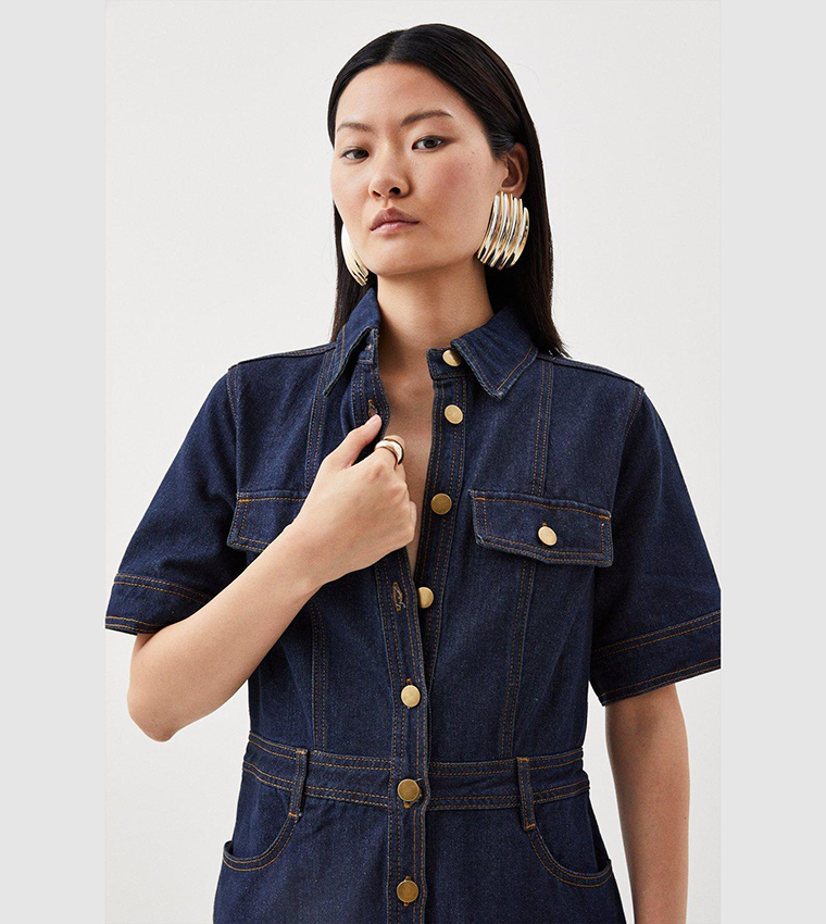 Denim Maxi Shirt Dress