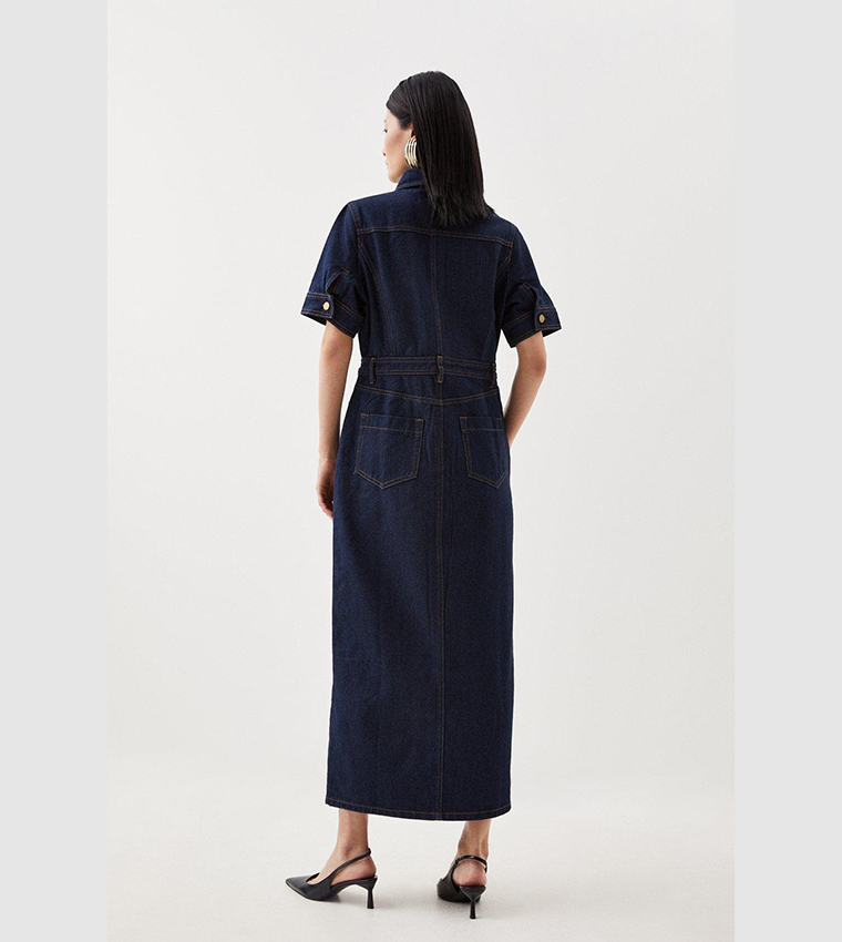 Denim Maxi Shirt Dress