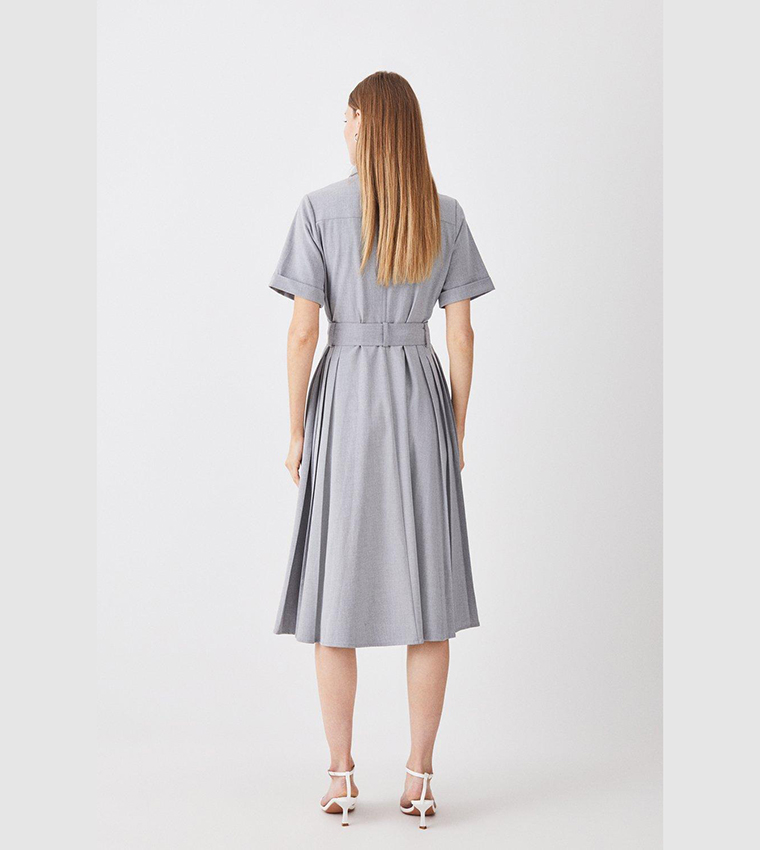 Buy Karen Millen Utility Pocket Belted Short Sleeve Midi Dress In Grey | 6thstreet Saudi Arabia Buy Karen Millen Utility Pocket Belted Short Sleeve Midi Dress In Grey | 6thstreet Saudi Arabia
