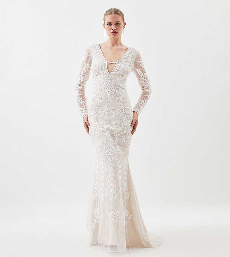 Karen Millen::ミディドレス:UK10[RESALE] Buy Karen Millen Embellished Revival Woven Maxi Dress In