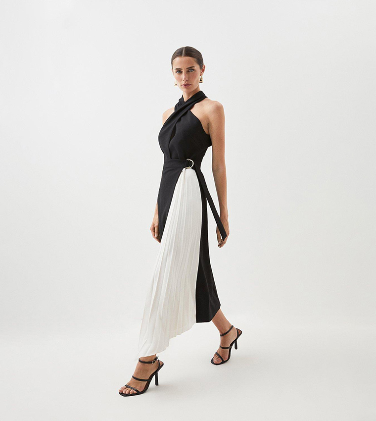 Buy Karen Millen Compact Stretch Halter Neck Pleat Detail