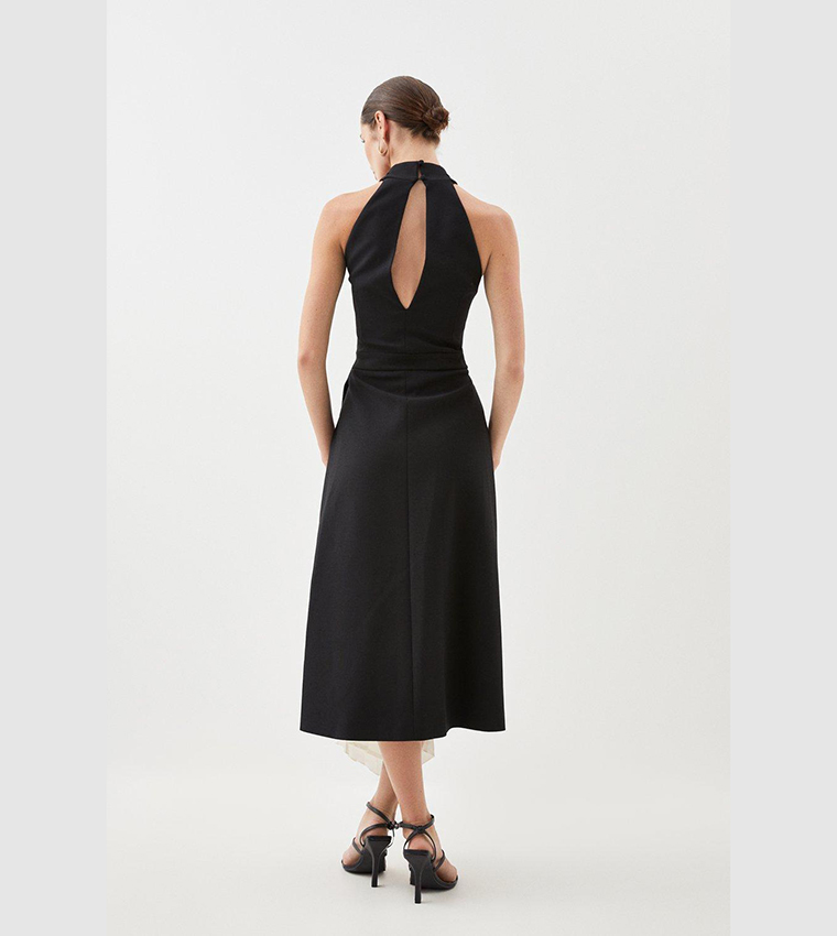 Buy Karen Millen Compact Stretch Halter Neck Pleat Detail