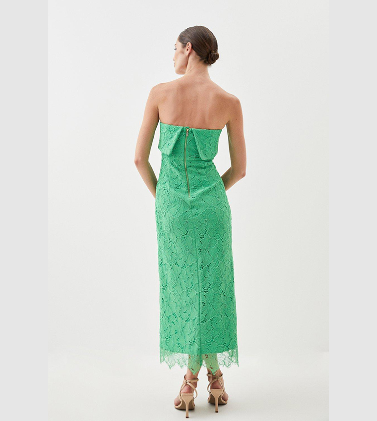 Buy Karen Millen Lace Bandeau Midi Dress In Green | 6thstreet UAE