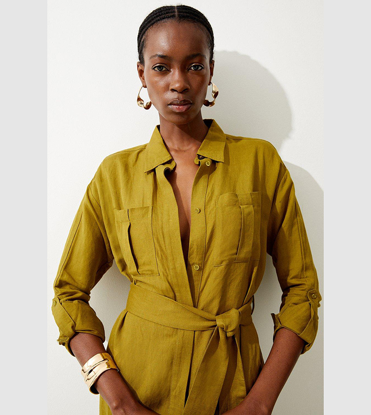 Khaki maxi shirt dress hotsell