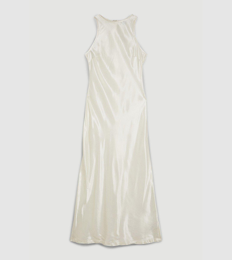 Buy Karen Millen Satin Woven Column Maxi Dress In Ivory 6thStreet Kuwait
