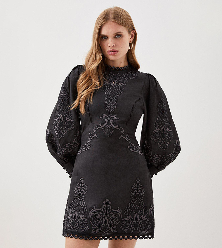 Cutwork Embroidery Karen Millen Embroidered Lace Mini Dress KAREN