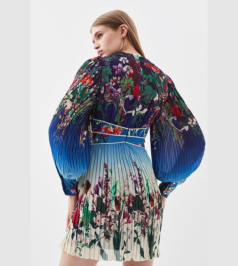 KAREN MILLEN 日本未入荷 花柄 パフスリーブ アップリケ ミニ 青 bkk19369_blue_xl?pdp.template