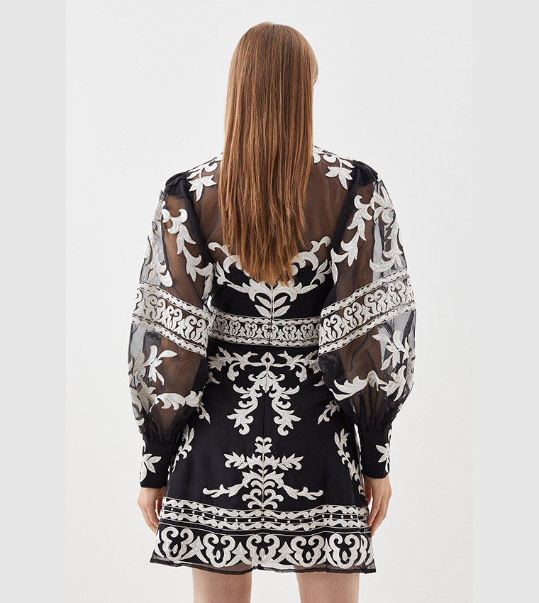 Buy Karen Millen Baroque Applique Woven Mini Dress In Black | 6thstreet  Qatar