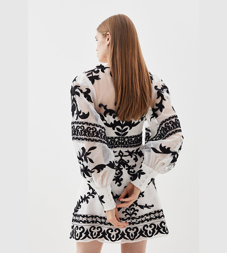 Buy Karen Millen Baroque Applique Woven Mini Dress In Ivory