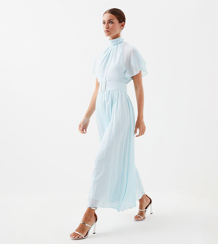 Pale blue pleated sales dress