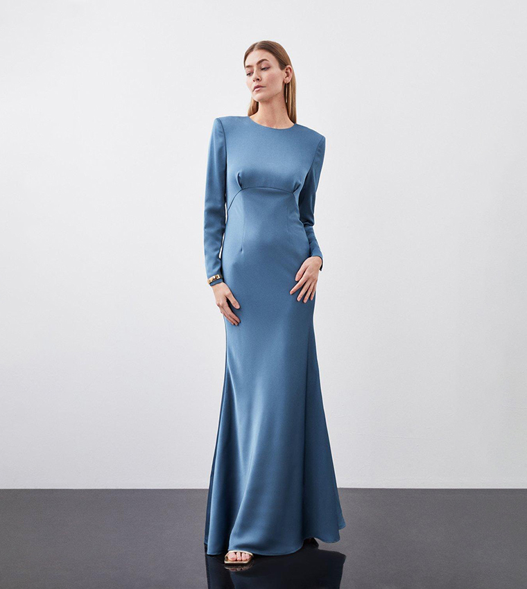 KAREN MILLEN 日本未入荷 クロスフロント タイト ミディドレス 安心追跡【KAREN MILLEN】リボンタイネックミディドレス