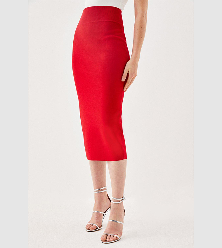 Buy Karen Millen Body Contouring Knitted Skirt In Red 6thStreet Kuwait