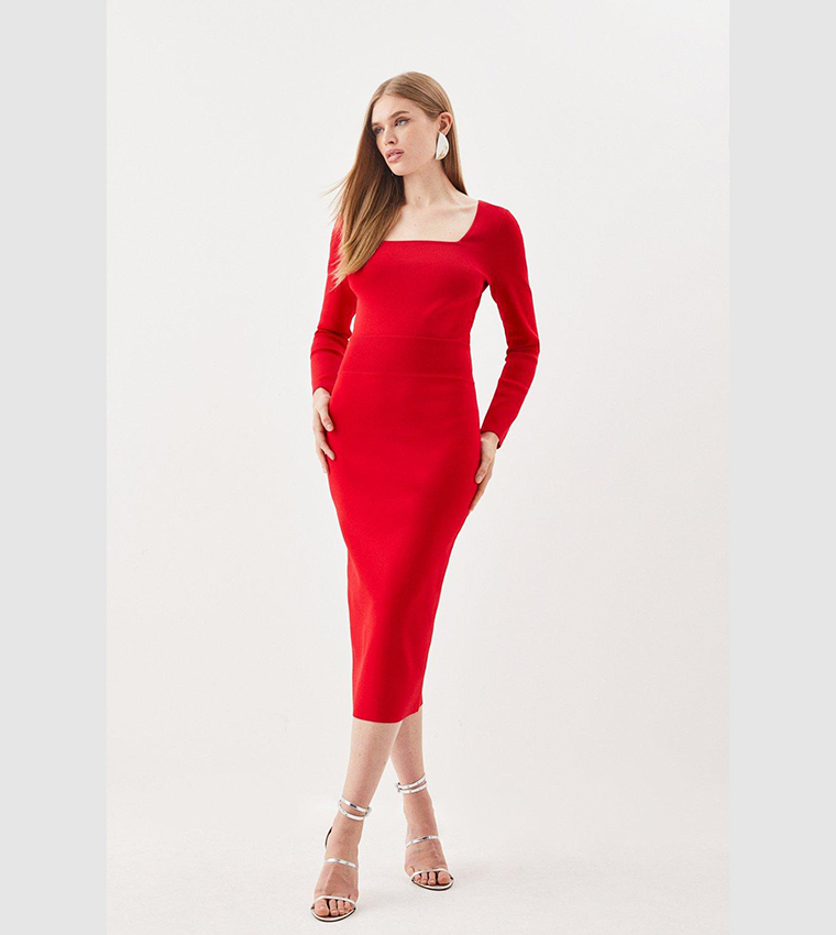 Buy Karen Millen Body Contouring Knitted Skirt In Red 6thStreet Kuwait