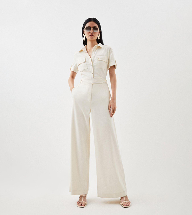 ◆KAREN MILLEN◆テーラードワイドレッグ ジャンプスーツ/ ivory bkk10442_ivory_xl.jpg