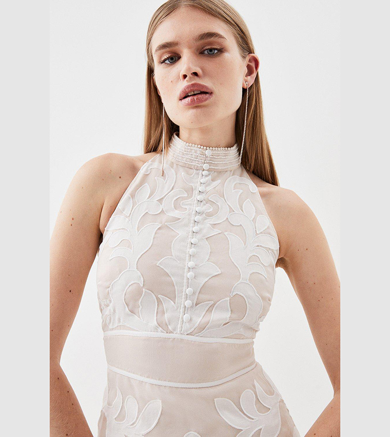 billowy long sleeve off the shoulder wedding dress Satin and Lace Dress with Off-shoulder Long Sleeves Balensoi 10US/42FR/14UK / Milk / No