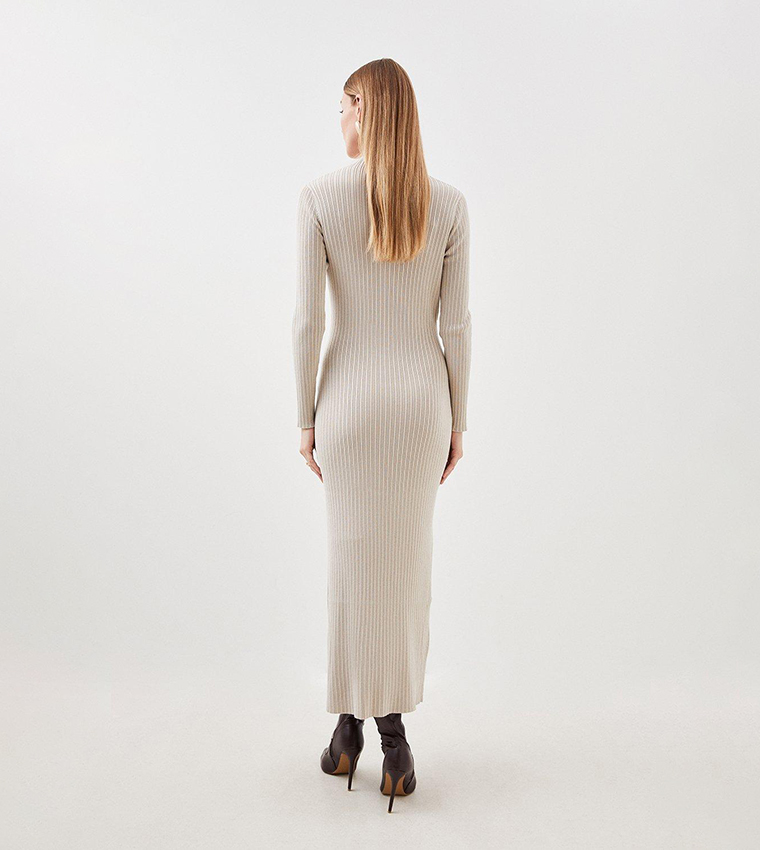 KAREN MILLEN■ポッパーディテール スプリット ニットワンピース Buy Karen Millen Outlet Viscose Blend Popper Detail Split