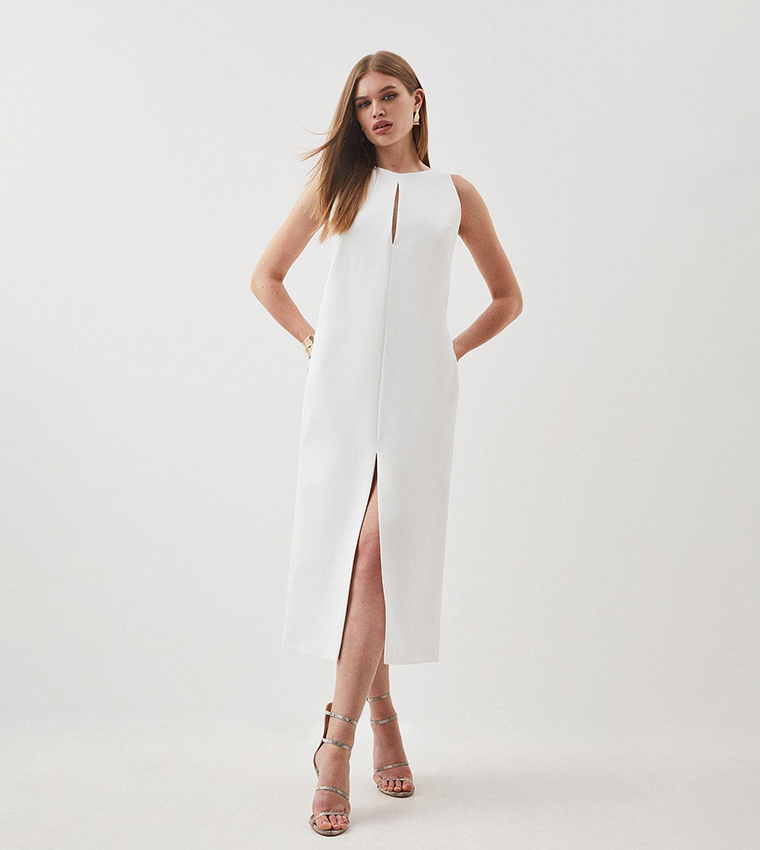 Buy Karen Millen Compact Stretch Clean Sleeveless Midi Dress In