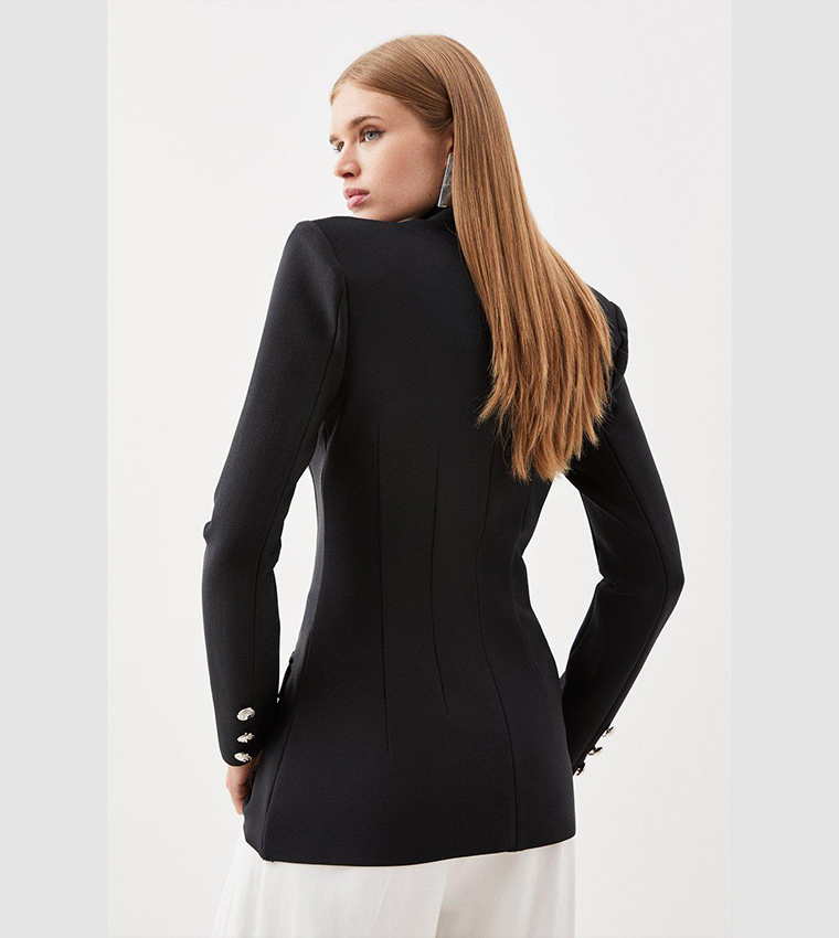 Buy Karen Millen Figure Form Bandage Knit Power Shoulder Blazer In Black 6thStreet Kuwait