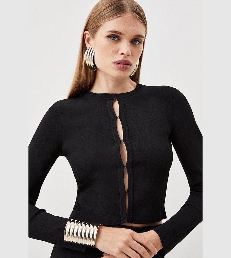 Buy Karen Millen Body Contouring Knit Cardigan In Black 6thStreet Kuwait
