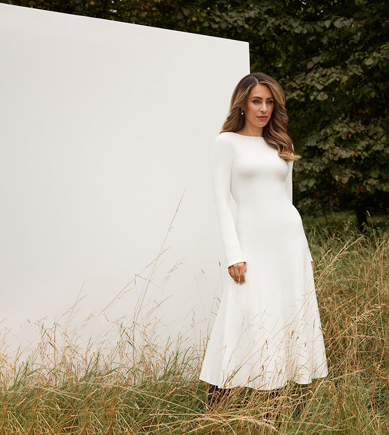 long sleeve ethereal wedding dress Ethereal Off-Shoulder Sequin Bridal Gown with Pearl Embellishments and Long  Sheer Sleeves Plus Size