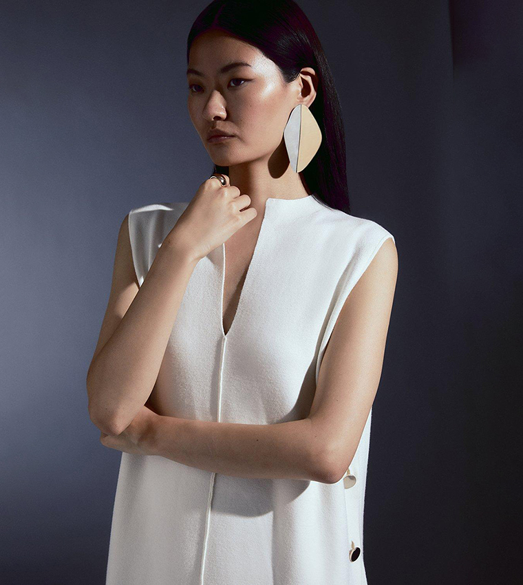 Buy Karen Millen Sleeveless Milano Knit Midi Dress In Ivory | 6thstreet  Bahrain