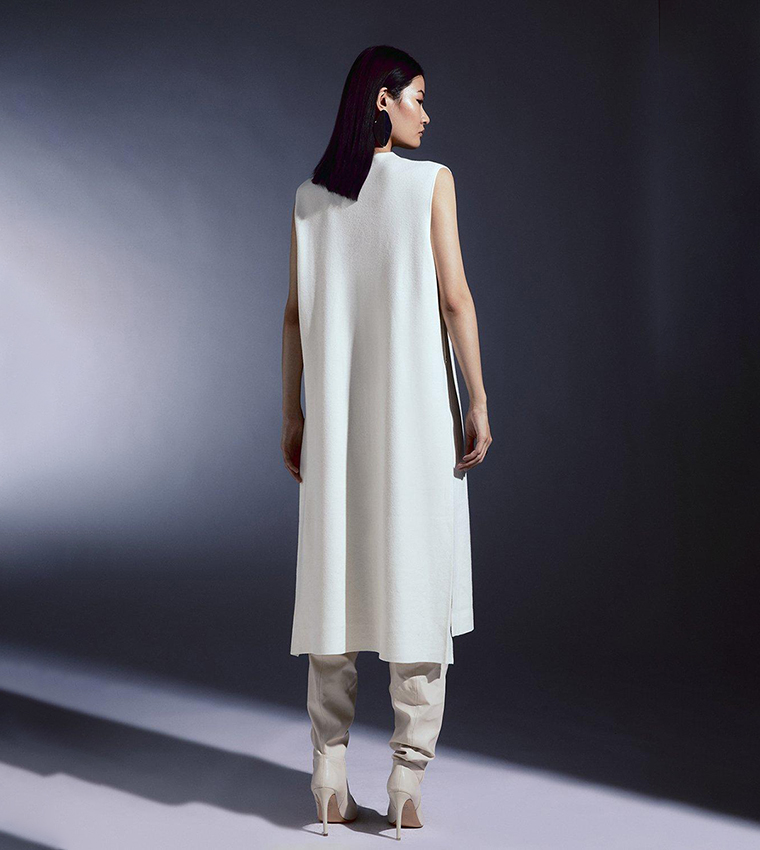 Buy Karen Millen Sleeveless Milano Knit Midi Dress In Ivory | 6thstreet  Bahrain